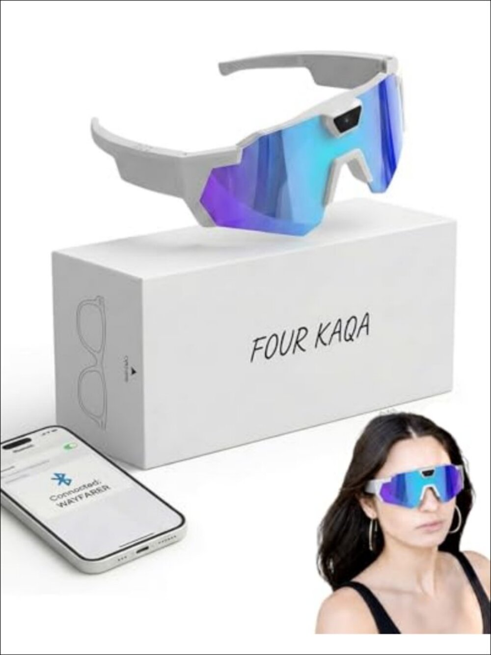 4K POV Camera Sunglasses Smart Glasses Anti-Glare for Baseball Cycling Hiking